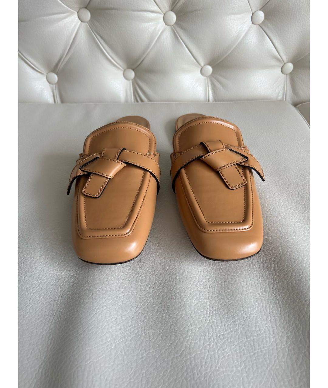 LOEWE Горчичные кожаные мюли, фото 2