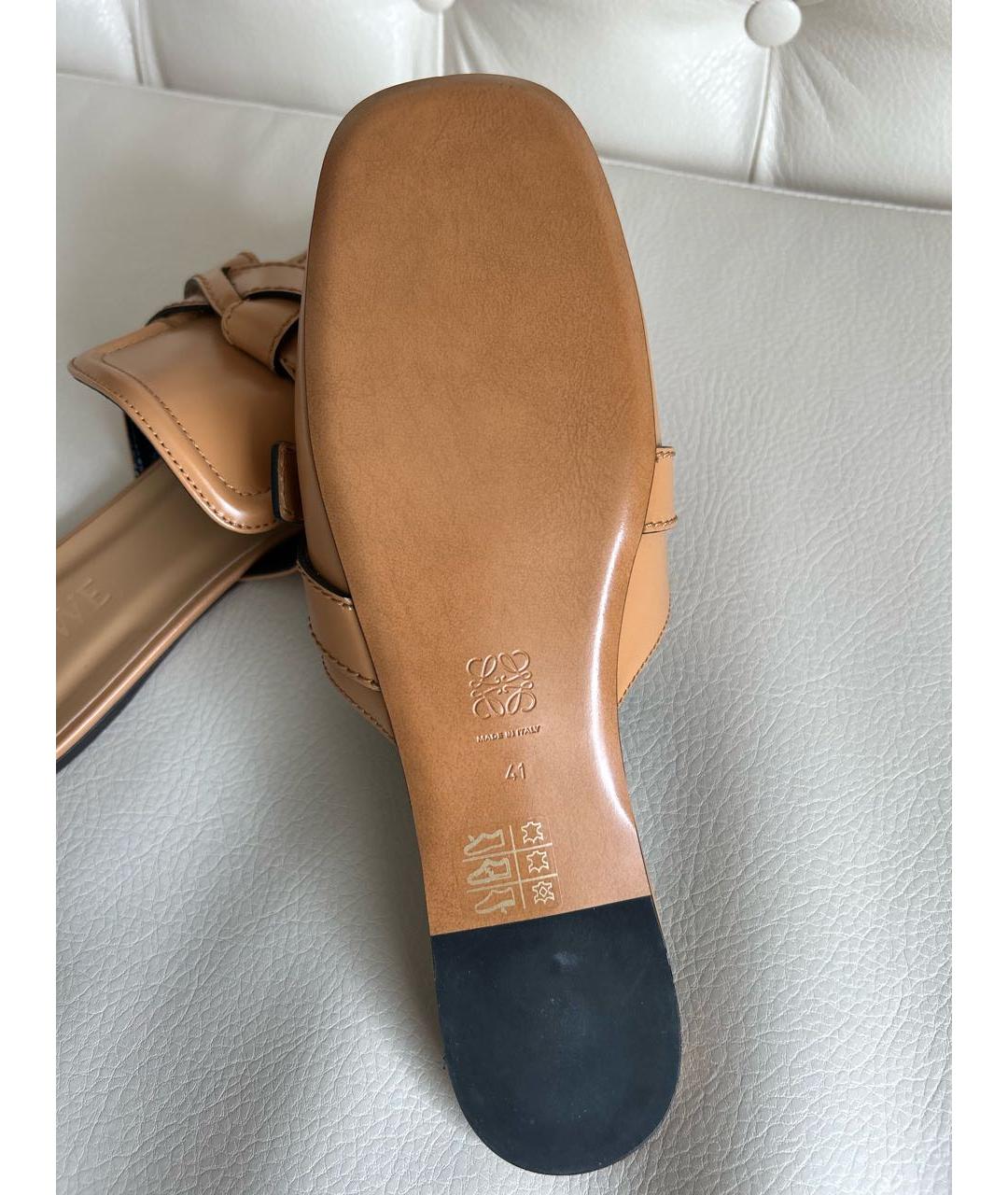 LOEWE Горчичные кожаные мюли, фото 5