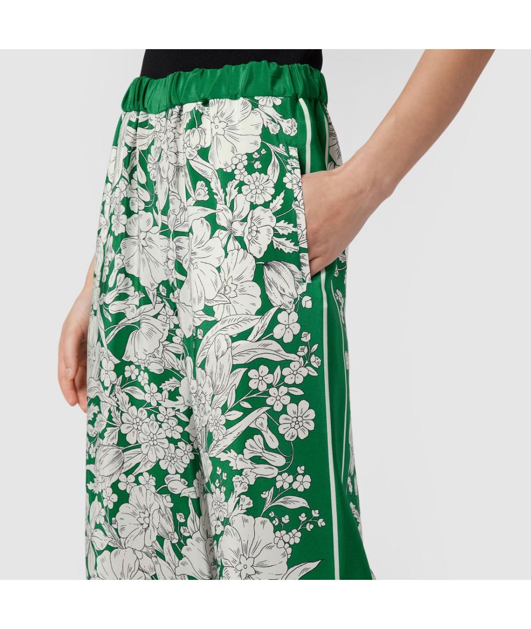 WEEKEND MAX MARA Зеленые шелковые брюки широкие, фото 4