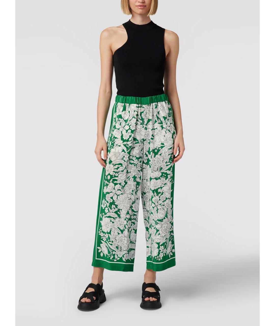 WEEKEND MAX MARA Зеленые шелковые брюки широкие, фото 5