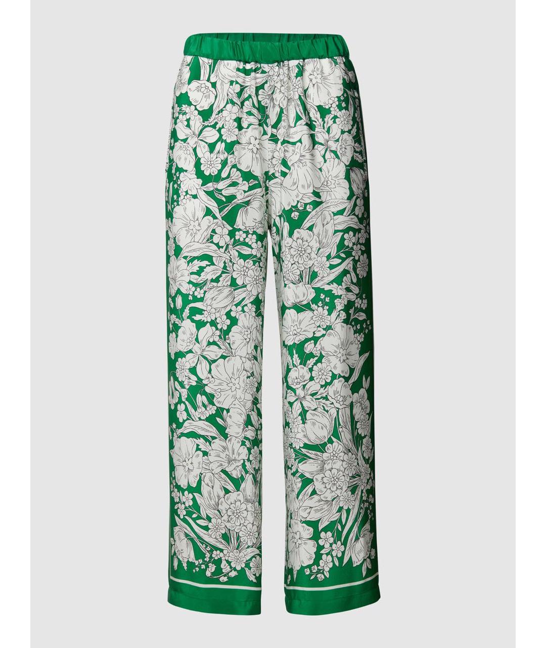 WEEKEND MAX MARA Зеленые шелковые брюки широкие, фото 7