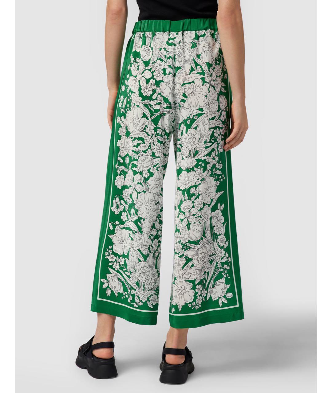 WEEKEND MAX MARA Зеленые шелковые брюки широкие, фото 2
