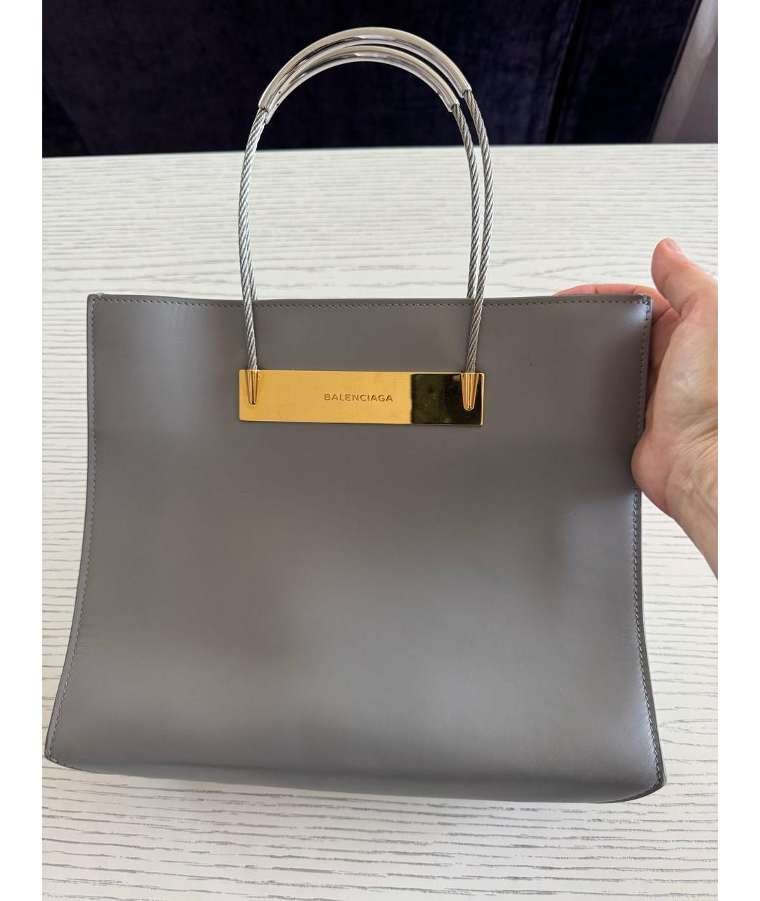 BALENCIAGA Серая кожаная сумка с короткими ручками, фото 6
