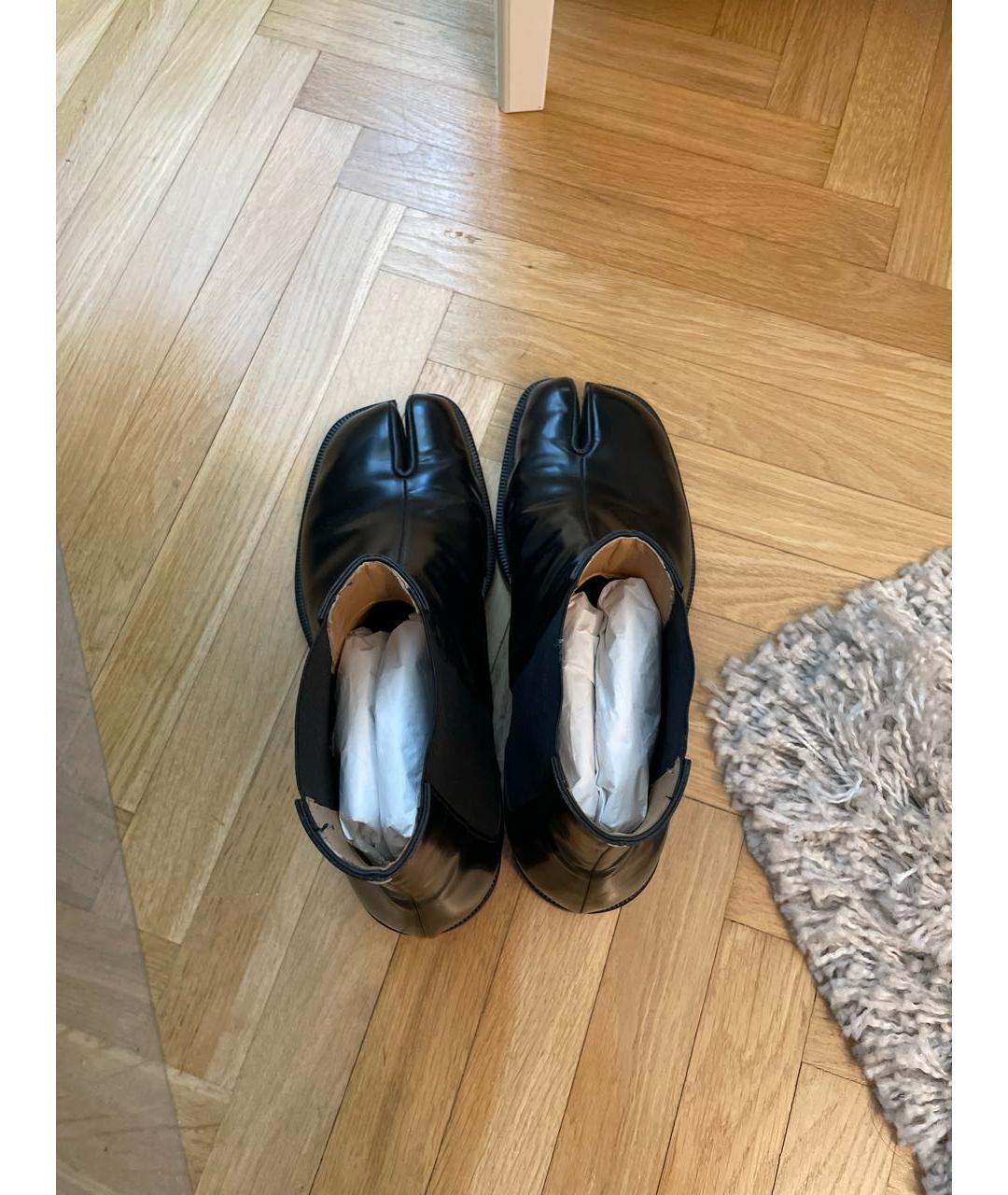 MAISON MARGIELA Черные кожаные высокие ботинки, фото 3