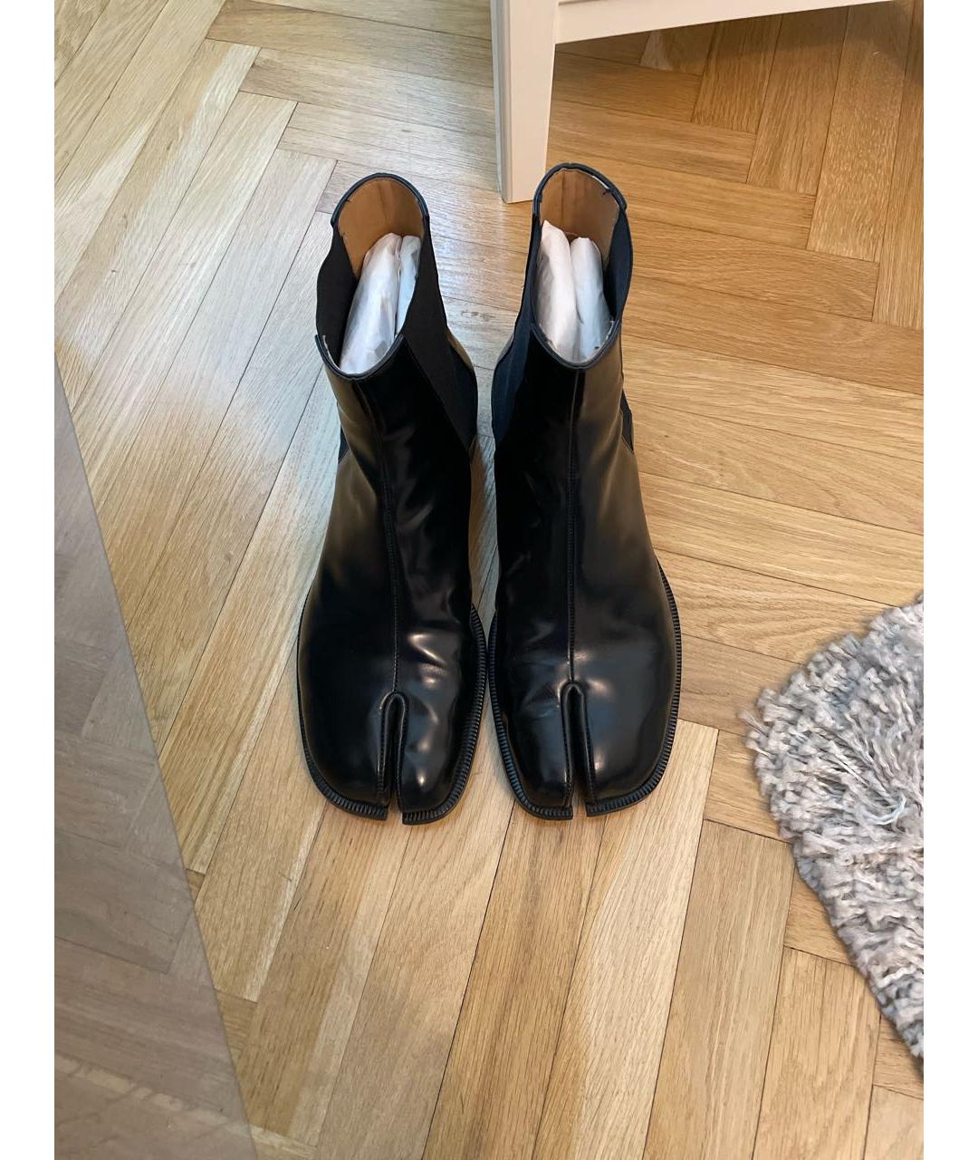 MAISON MARGIELA Черные кожаные высокие ботинки, фото 2