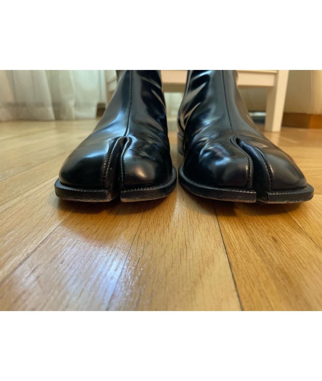 MAISON MARGIELA Черные кожаные высокие ботинки, фото 6