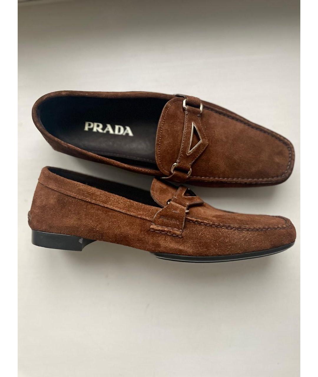 PRADA Коричневые замшевые лоферы, фото 5