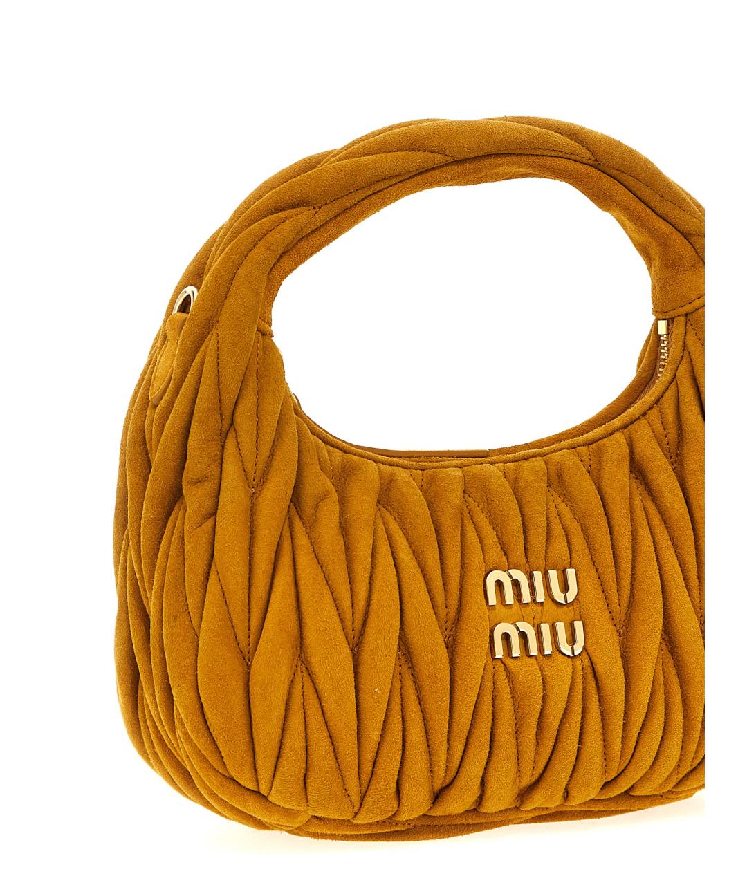 MIU MIU Оранжевая кожаная сумка с короткими ручками, фото 3