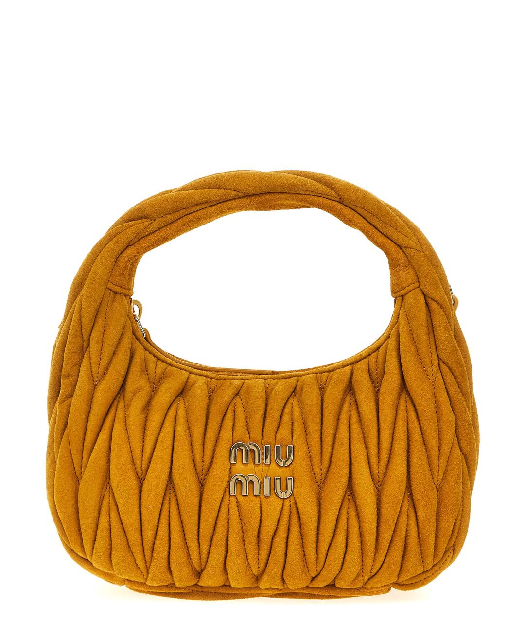 MIU MIU Оранжевая кожаная сумка с короткими ручками, фото 1