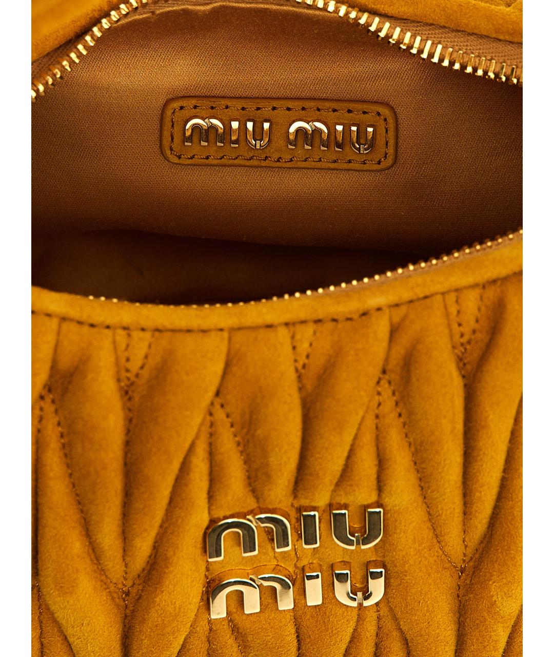 MIU MIU Оранжевая кожаная сумка с короткими ручками, фото 4
