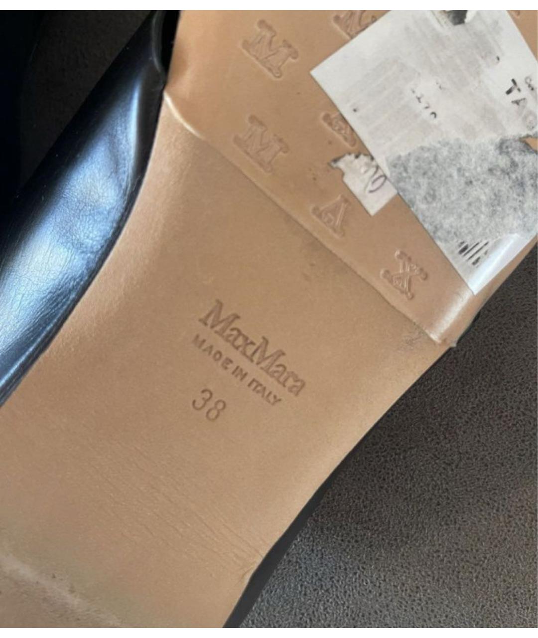 MAX MARA Черные кожаные сабо, фото 5