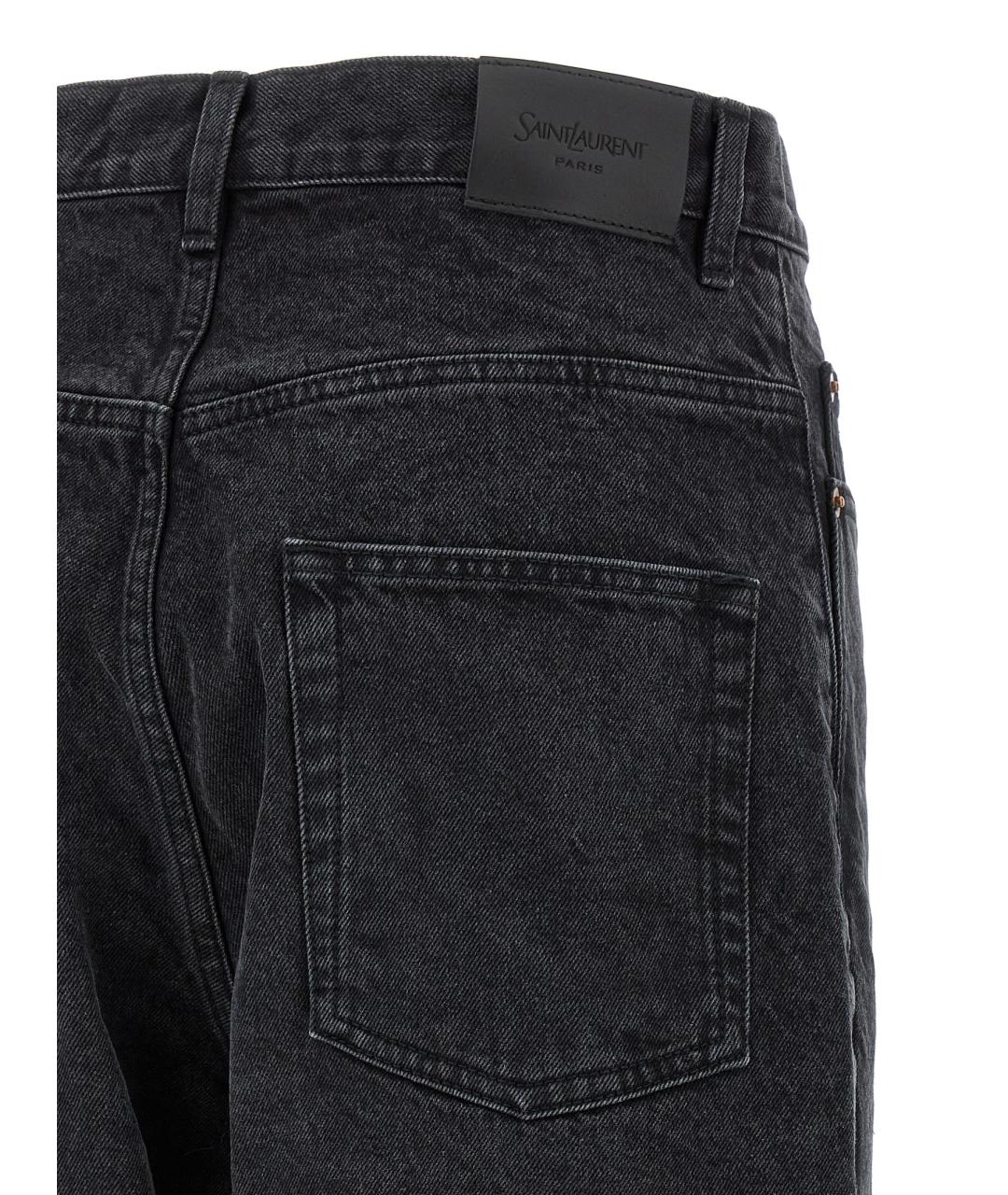 SAINT LAURENT Черные хлопковые прямые джинсы, фото 4