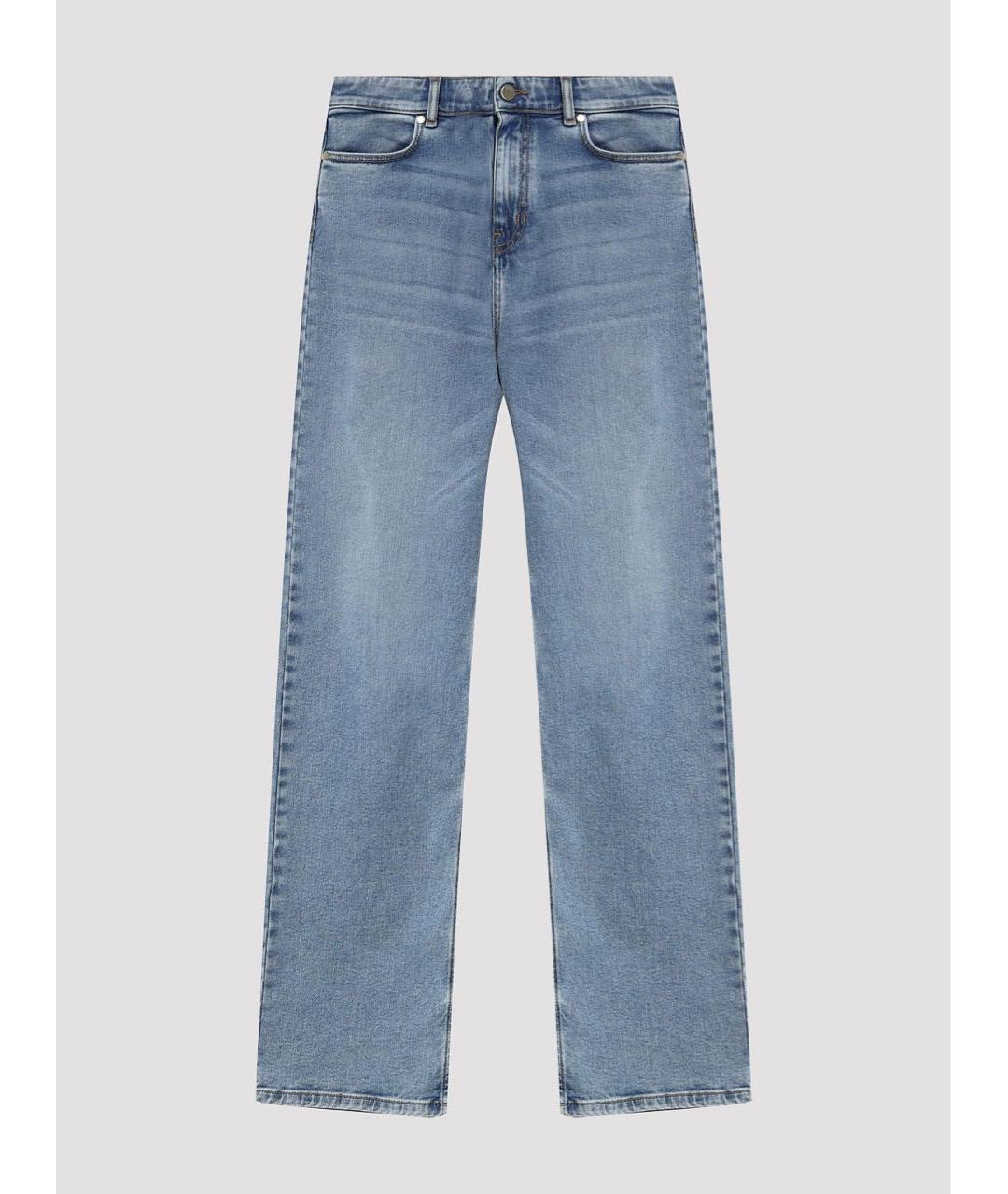 MAX MARA Голубые хлопко-эластановые прямые джинсы, фото 8