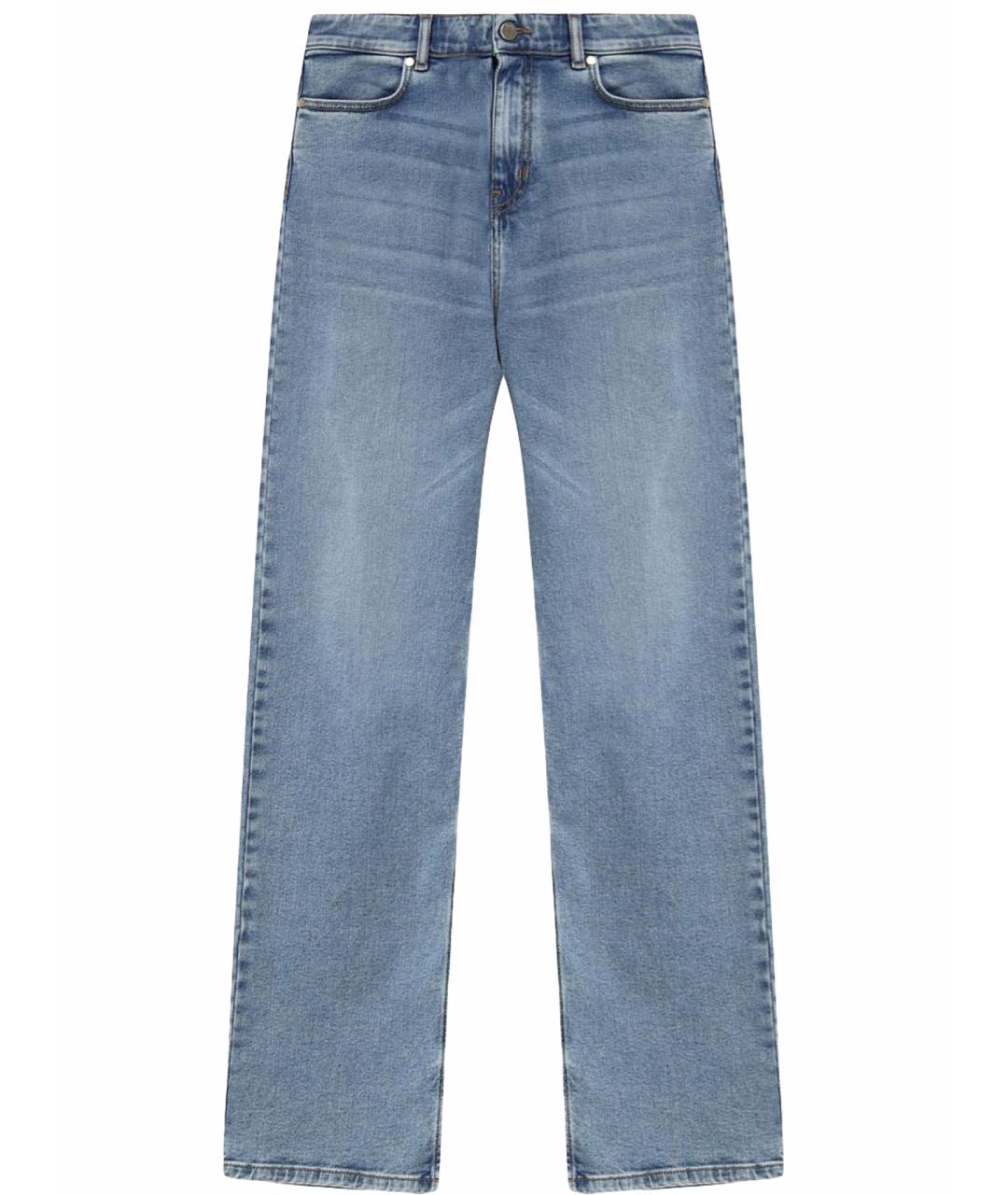 MAX MARA Голубые хлопко-эластановые прямые джинсы, фото 1
