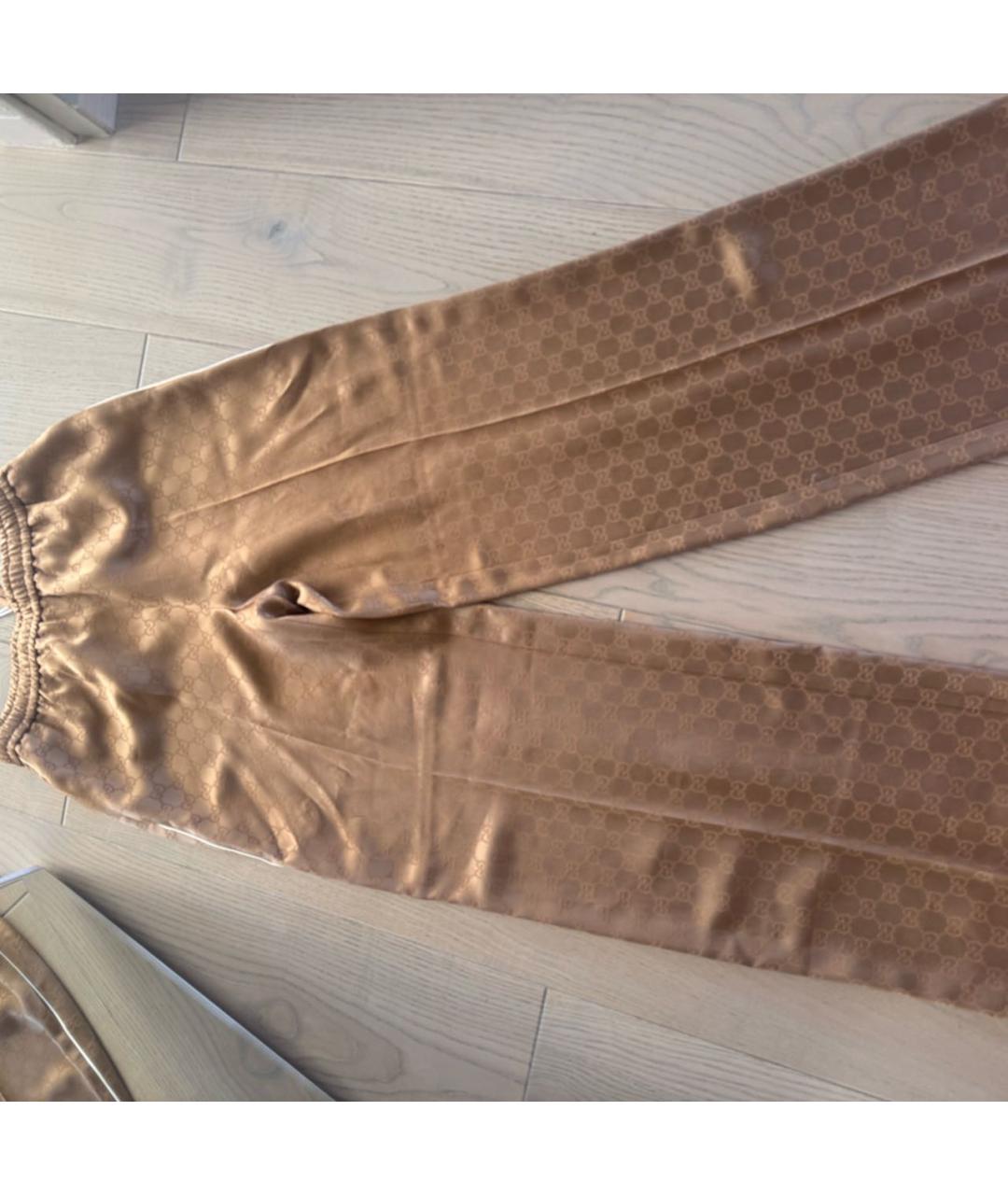 GUCCI Золотые ацетатные брюки широкие, фото 2