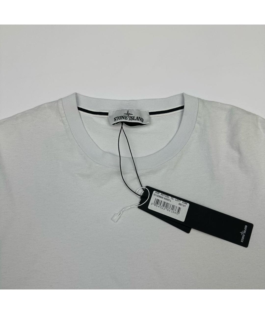 STONE ISLAND Белая хлопковая футболка, фото 4