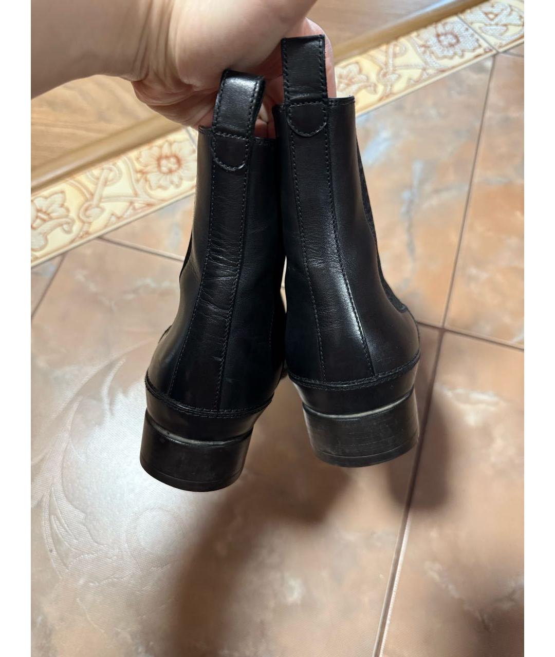 SANTONI Черные кожаные полусапоги, фото 4
