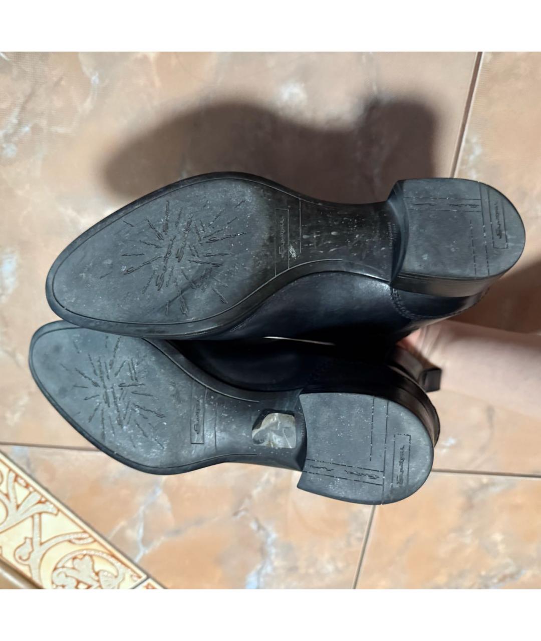 SANTONI Черные кожаные полусапоги, фото 7
