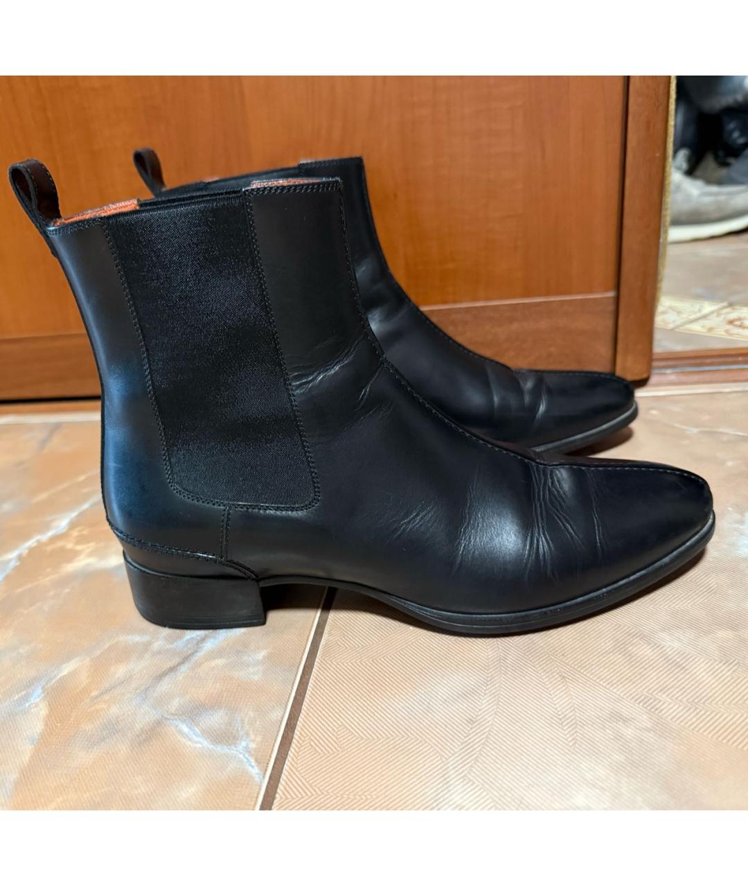 SANTONI Черные кожаные полусапоги, фото 8