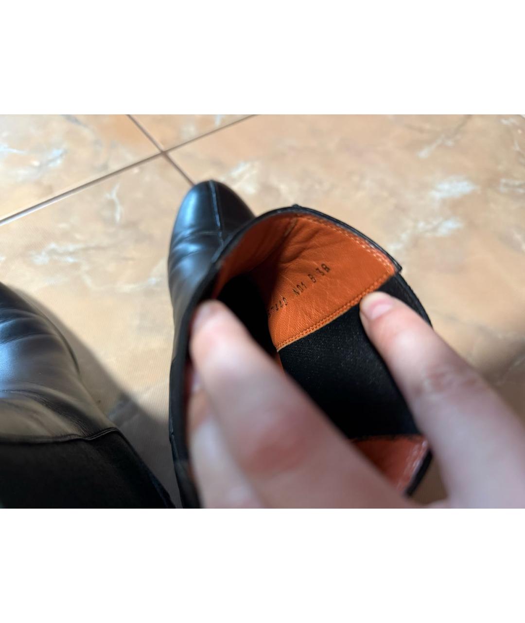 SANTONI Черные кожаные полусапоги, фото 6