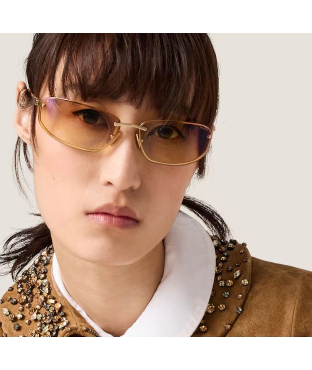 MIU MIU Золотые металлические солнцезащитные очки, фото 4