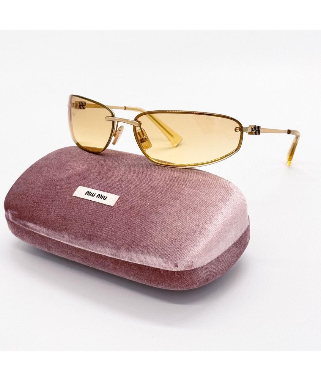 MIU MIU Золотые металлические солнцезащитные очки, фото 5