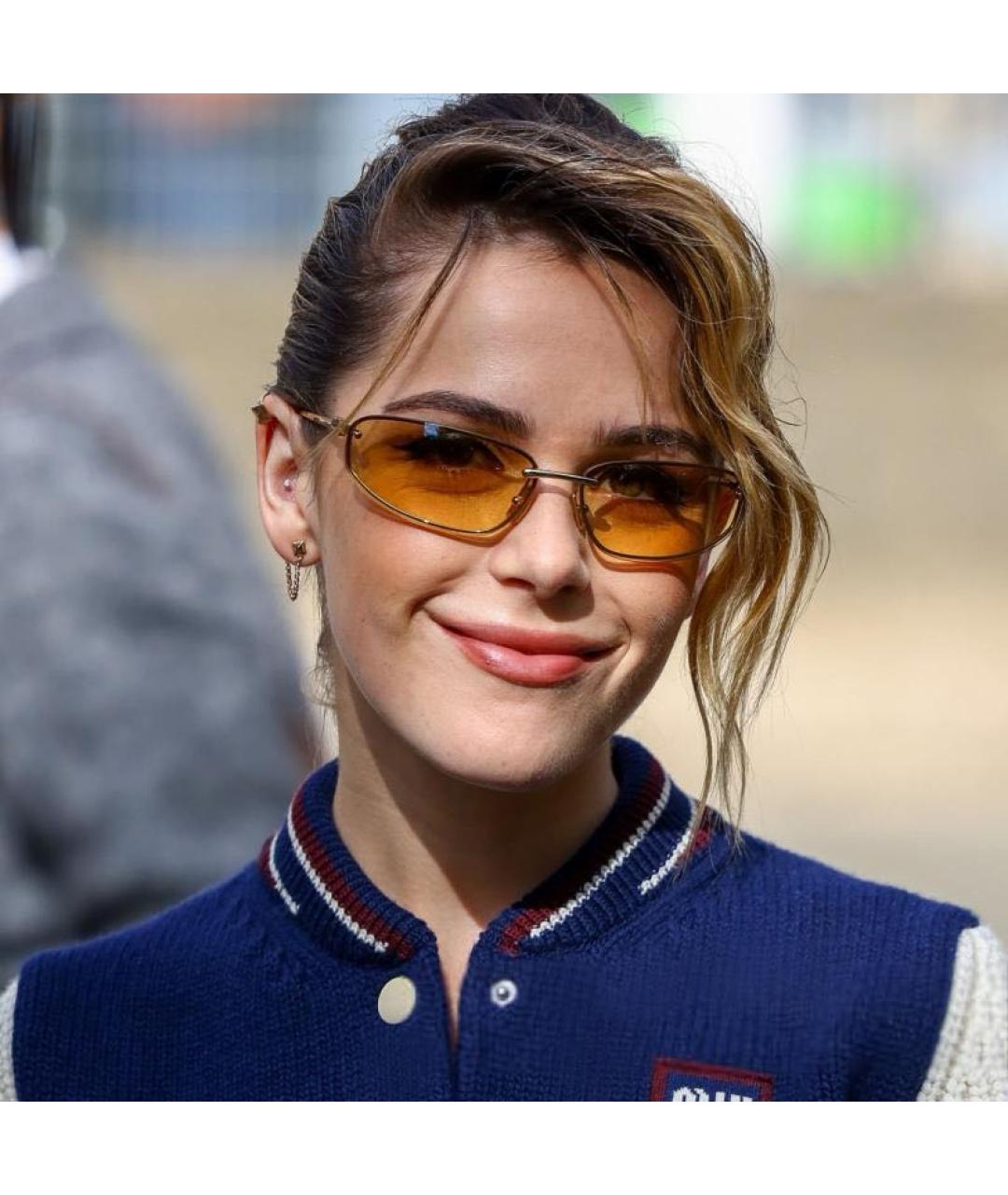 MIU MIU Золотые металлические солнцезащитные очки, фото 3