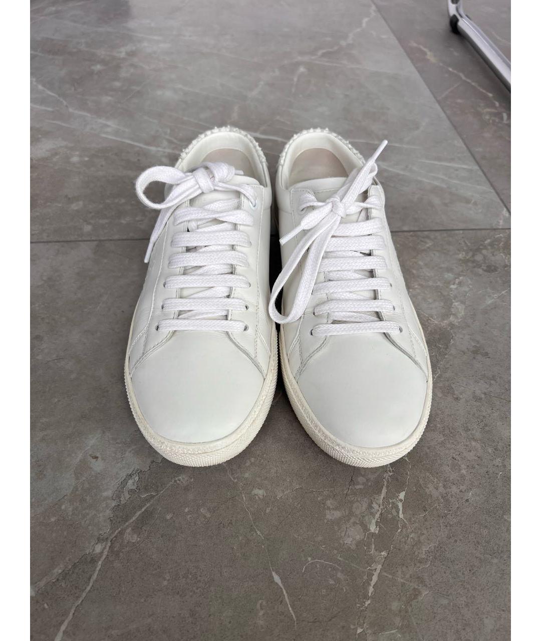SAINT LAURENT Белые кожаные кеды, фото 2