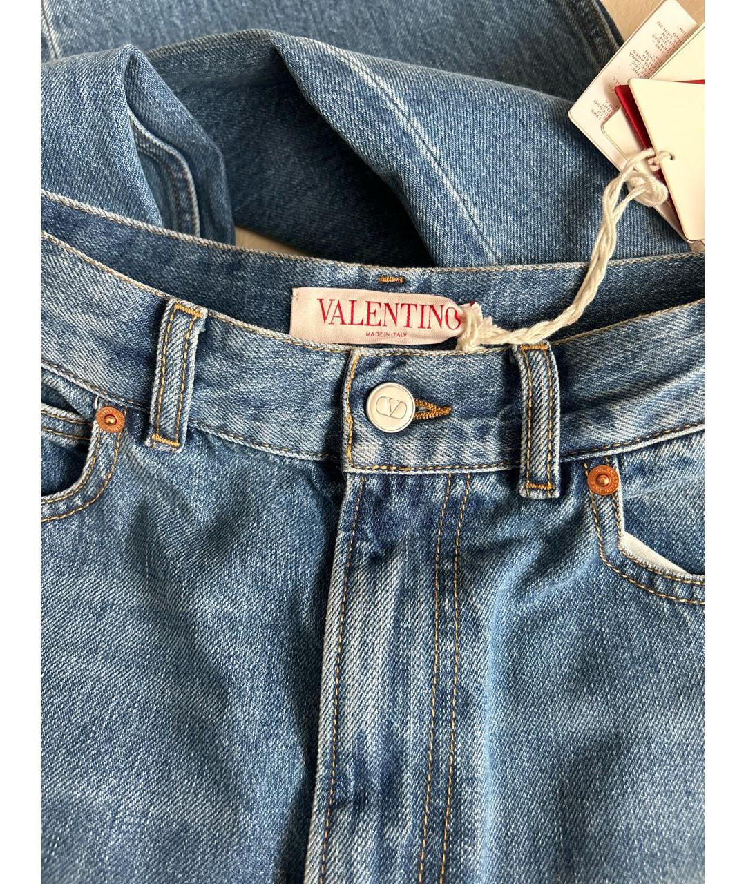 VALENTINO Синие хлопко-эластановые прямые джинсы, фото 8