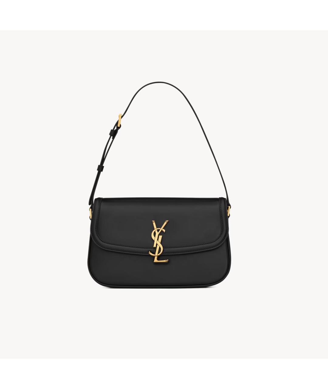 SAINT LAURENT Черная кожаная сумка с короткими ручками, фото 5
