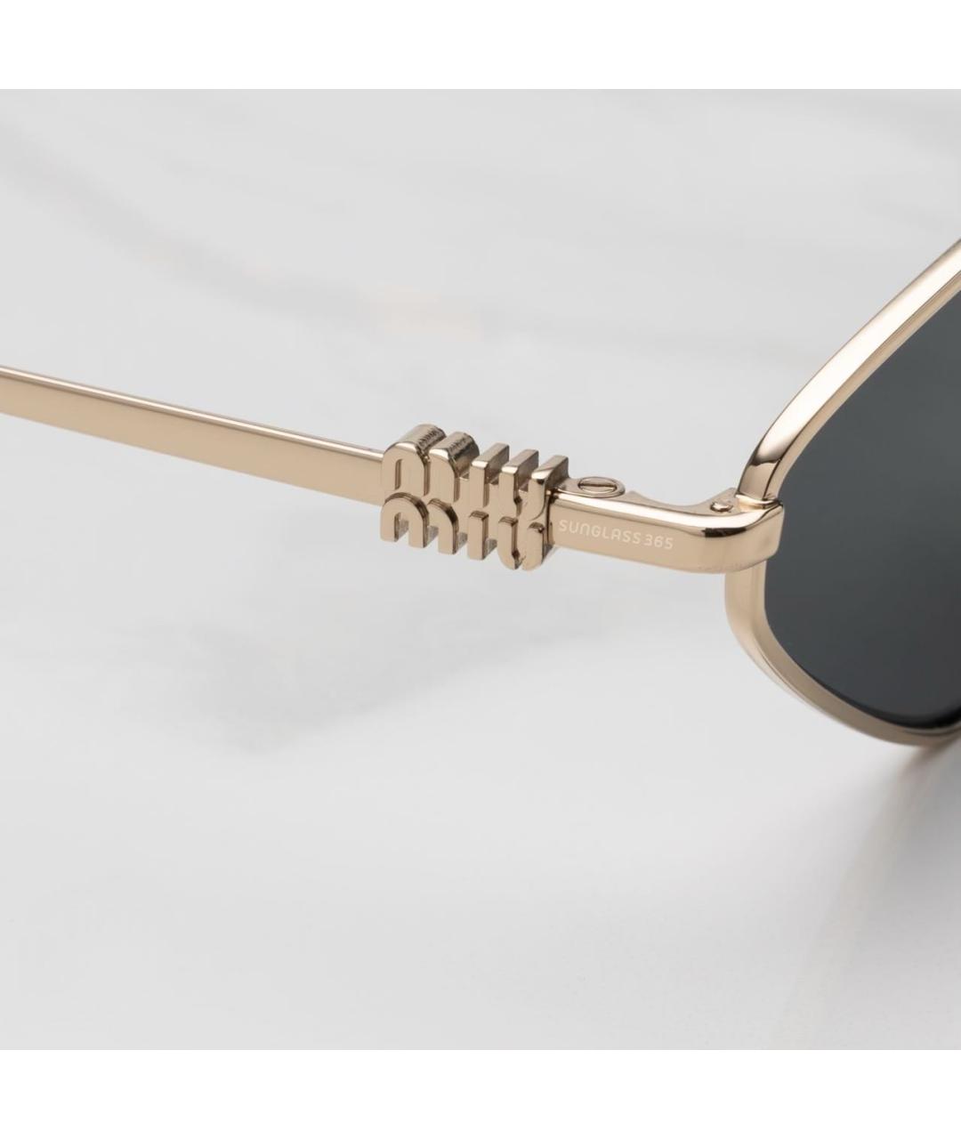 MIU MIU Золотые металлические солнцезащитные очки, фото 5