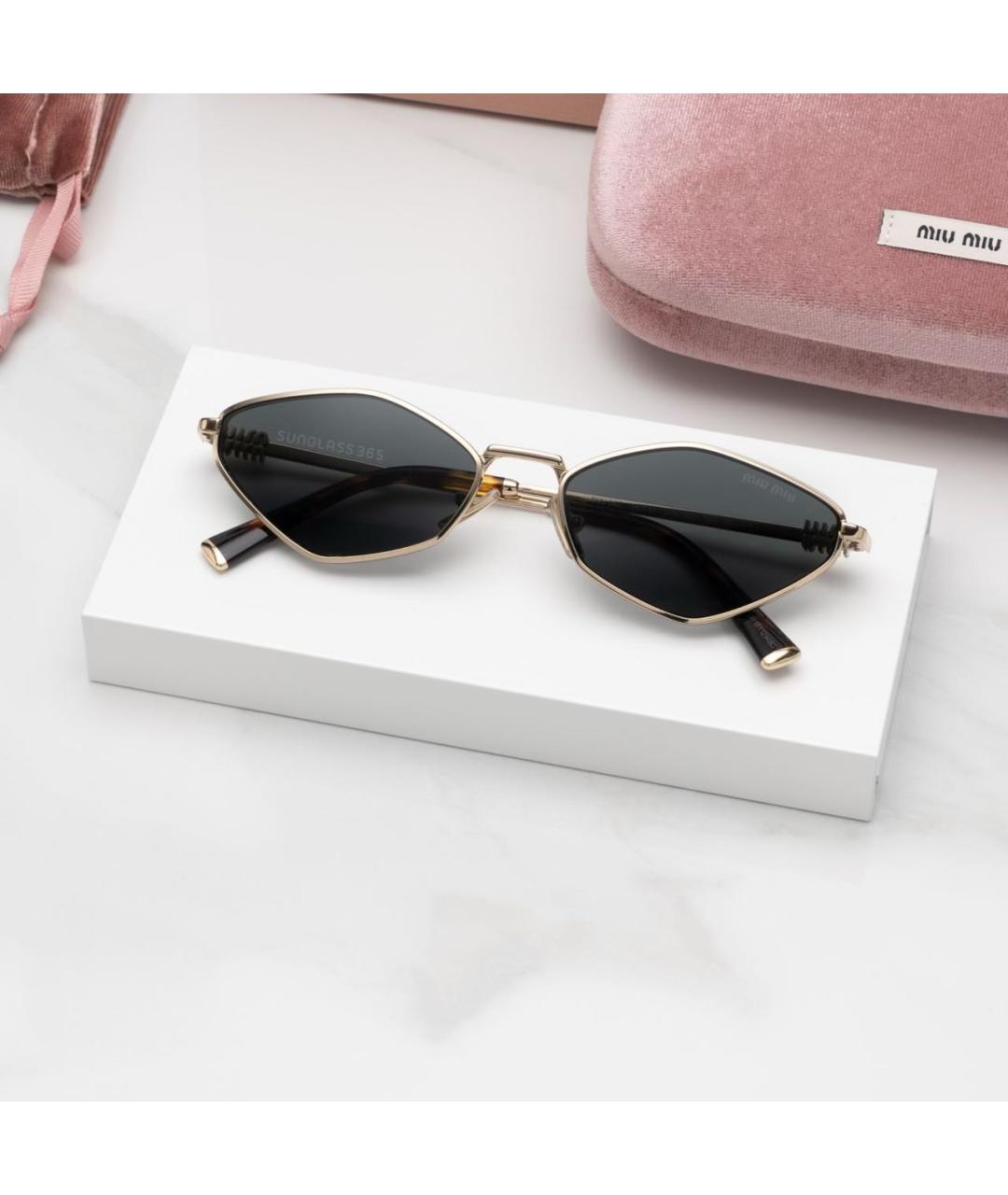 MIU MIU Золотые металлические солнцезащитные очки, фото 6