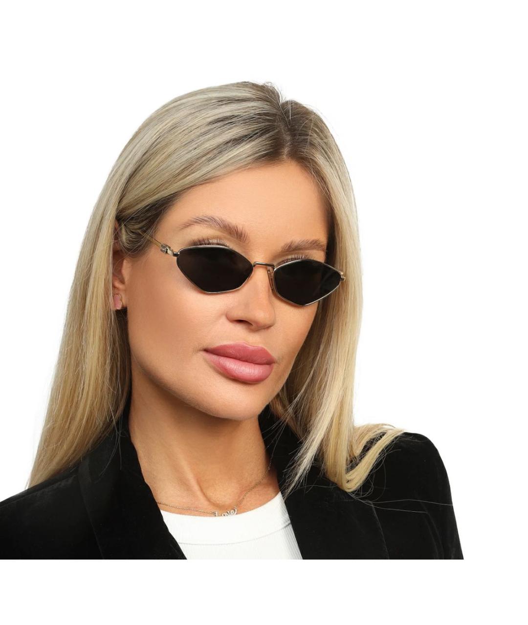 MIU MIU Золотые металлические солнцезащитные очки, фото 7