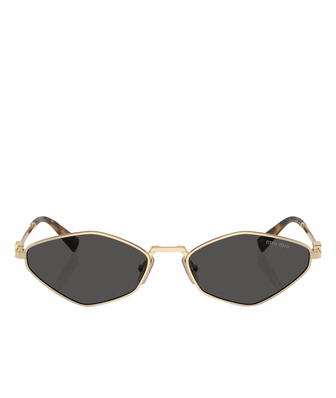 MIU MIU Золотые металлические солнцезащитные очки, фото 1