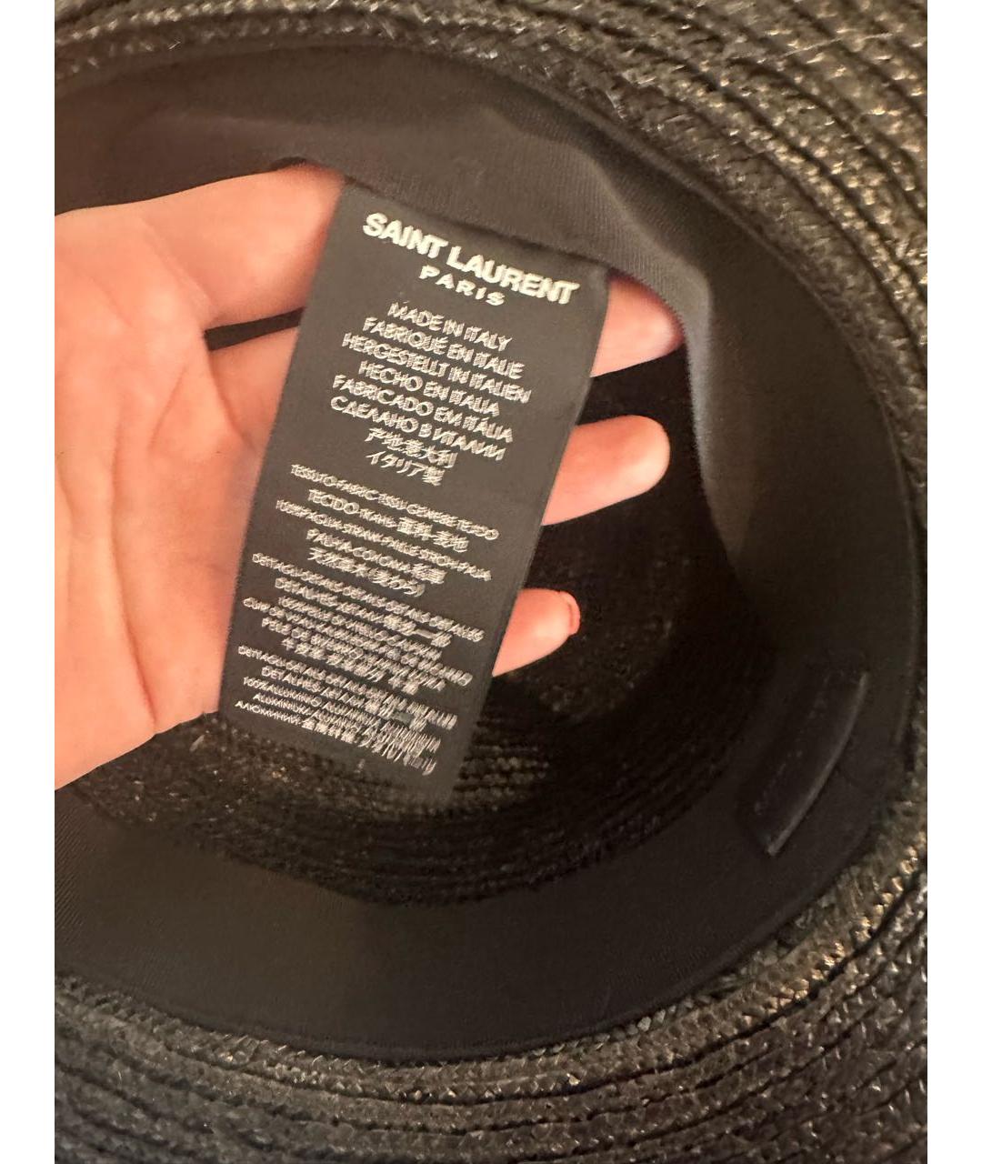 SAINT LAURENT Черная соломенная шляпа, фото 6