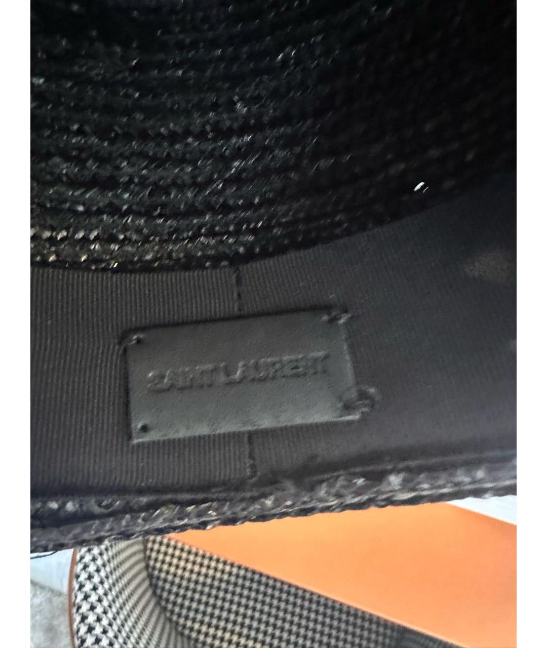 SAINT LAURENT Черная соломенная шляпа, фото 4