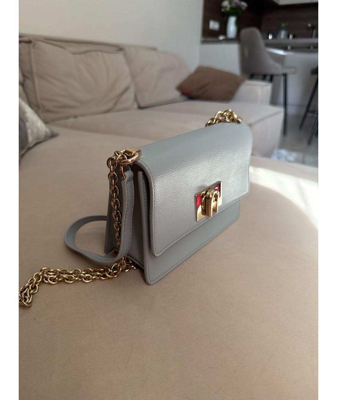 FURLA Голубая кожаная сумка через плечо, фото 2