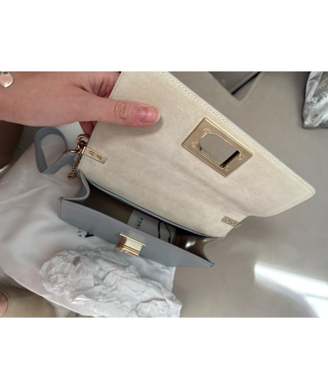 FURLA Голубая кожаная сумка через плечо, фото 4