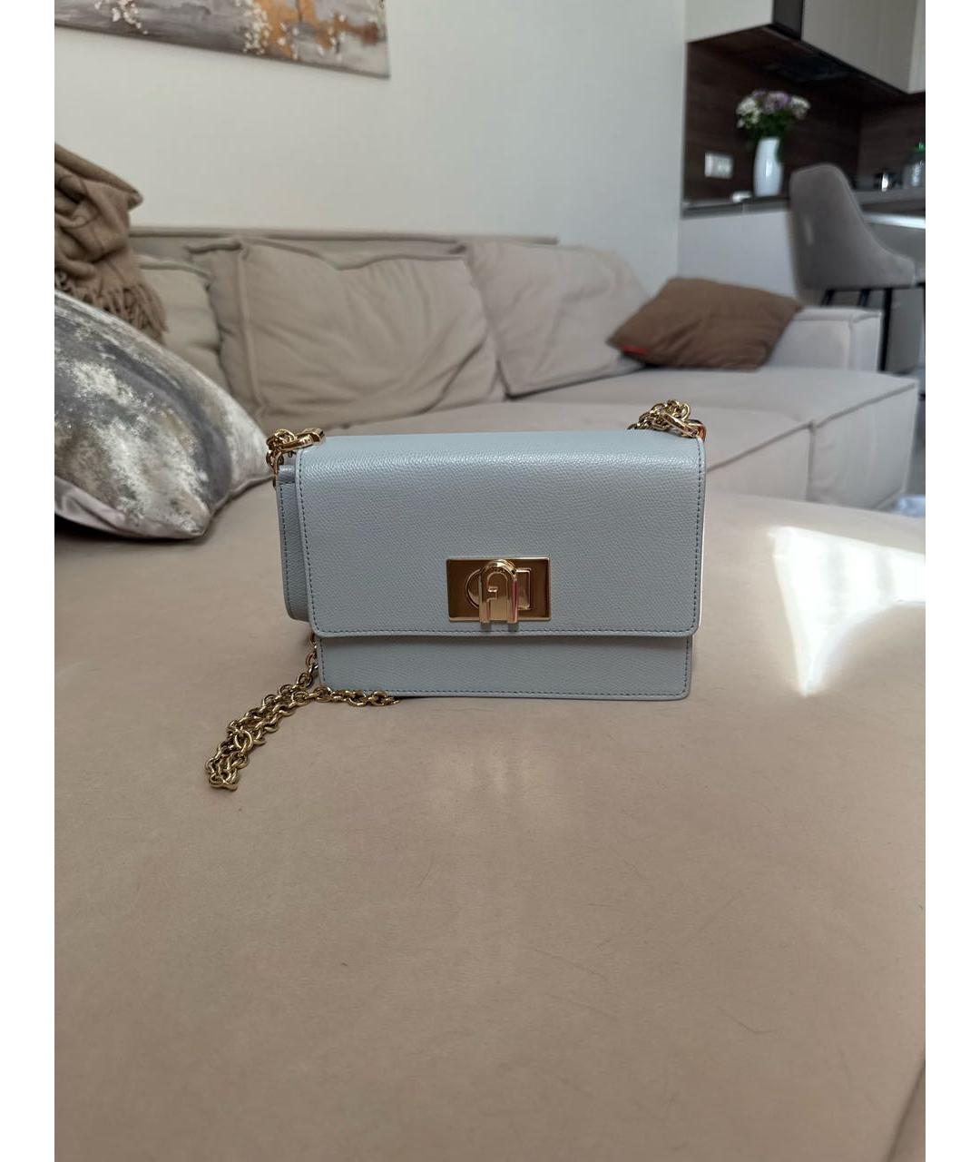 FURLA Голубая кожаная сумка через плечо, фото 5