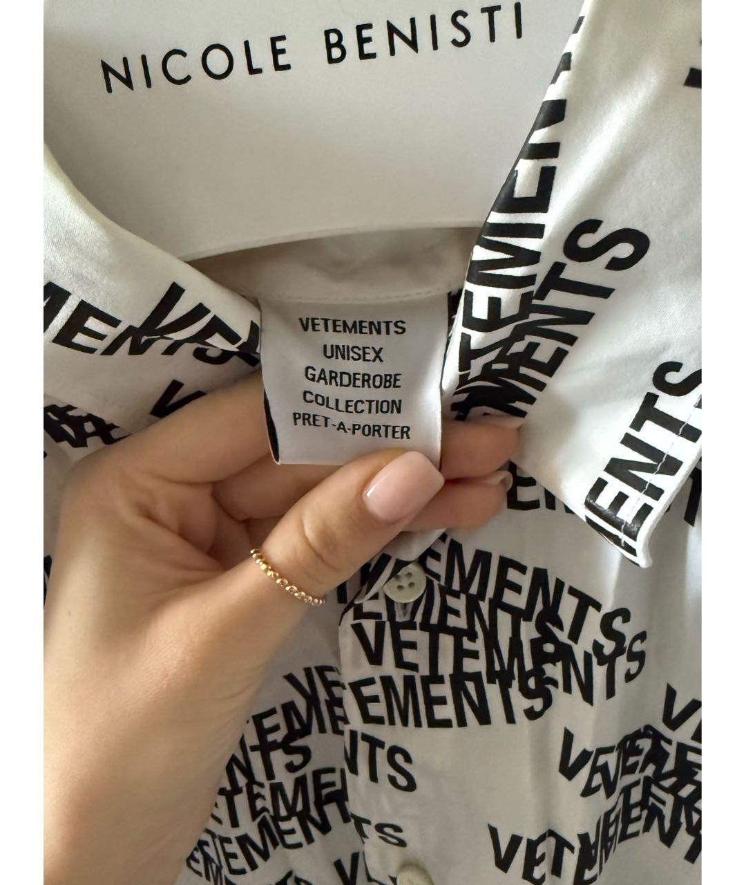 VETEMENTS Белая хлопковая рубашка, фото 3