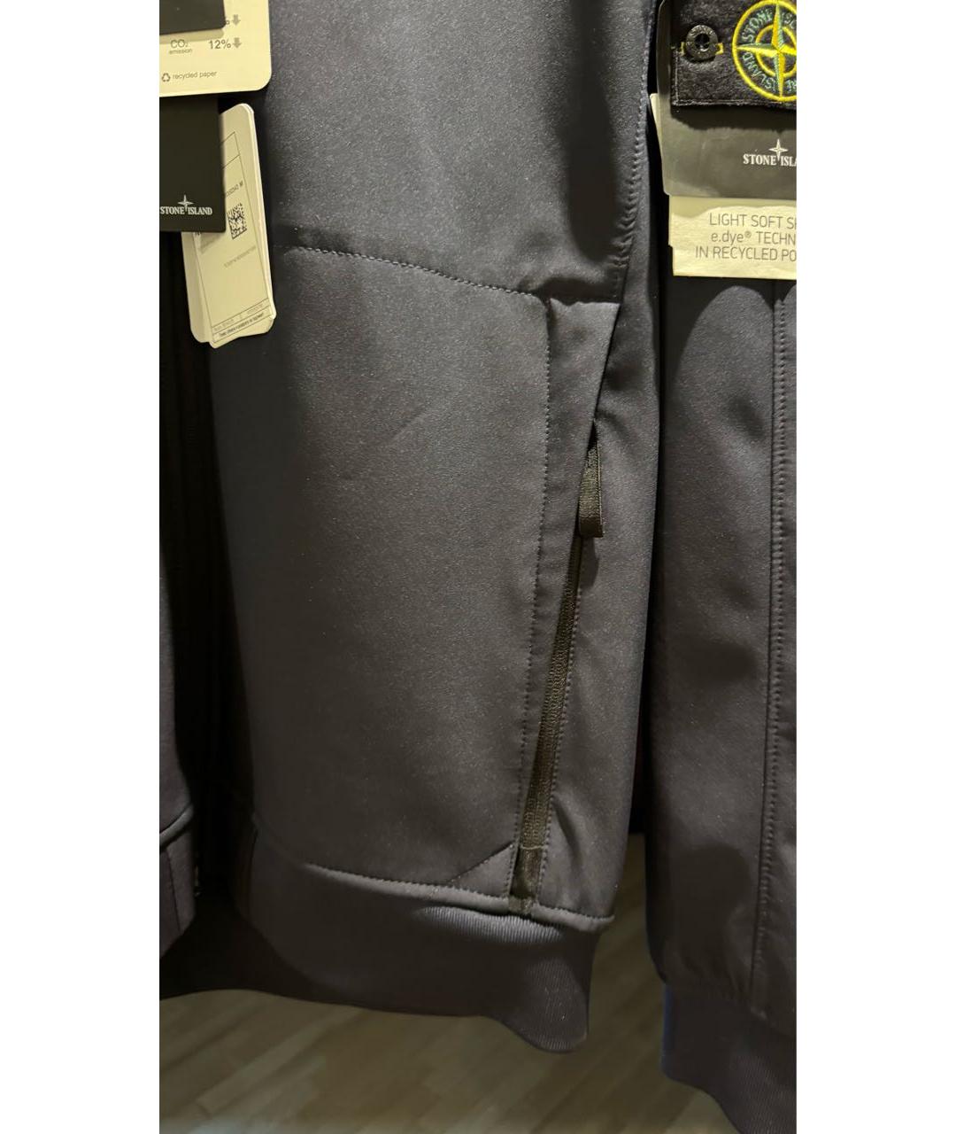 STONE ISLAND Темно-синяя хлопко-эластановая куртка, фото 4