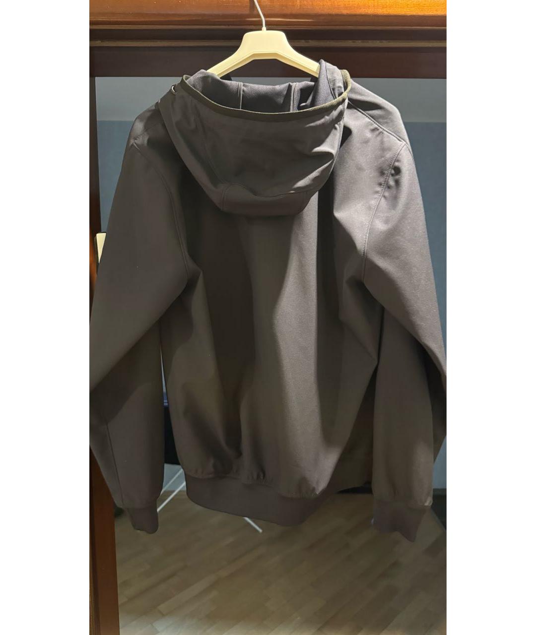 STONE ISLAND Темно-синяя хлопко-эластановая куртка, фото 2
