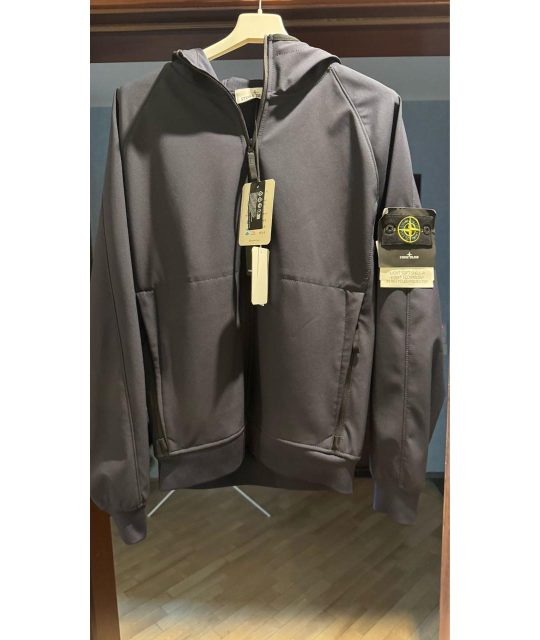 STONE ISLAND Темно-синяя хлопко-эластановая куртка, фото 9