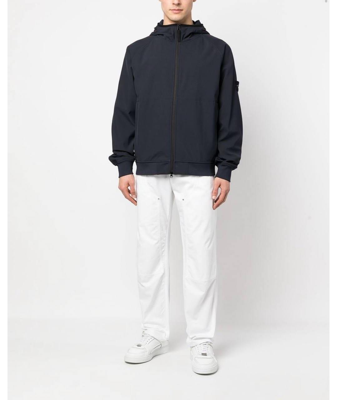STONE ISLAND Темно-синяя хлопко-эластановая куртка, фото 5