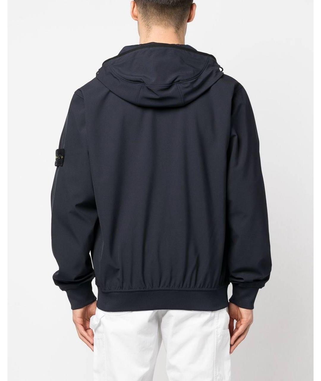 STONE ISLAND Темно-синяя хлопко-эластановая куртка, фото 8