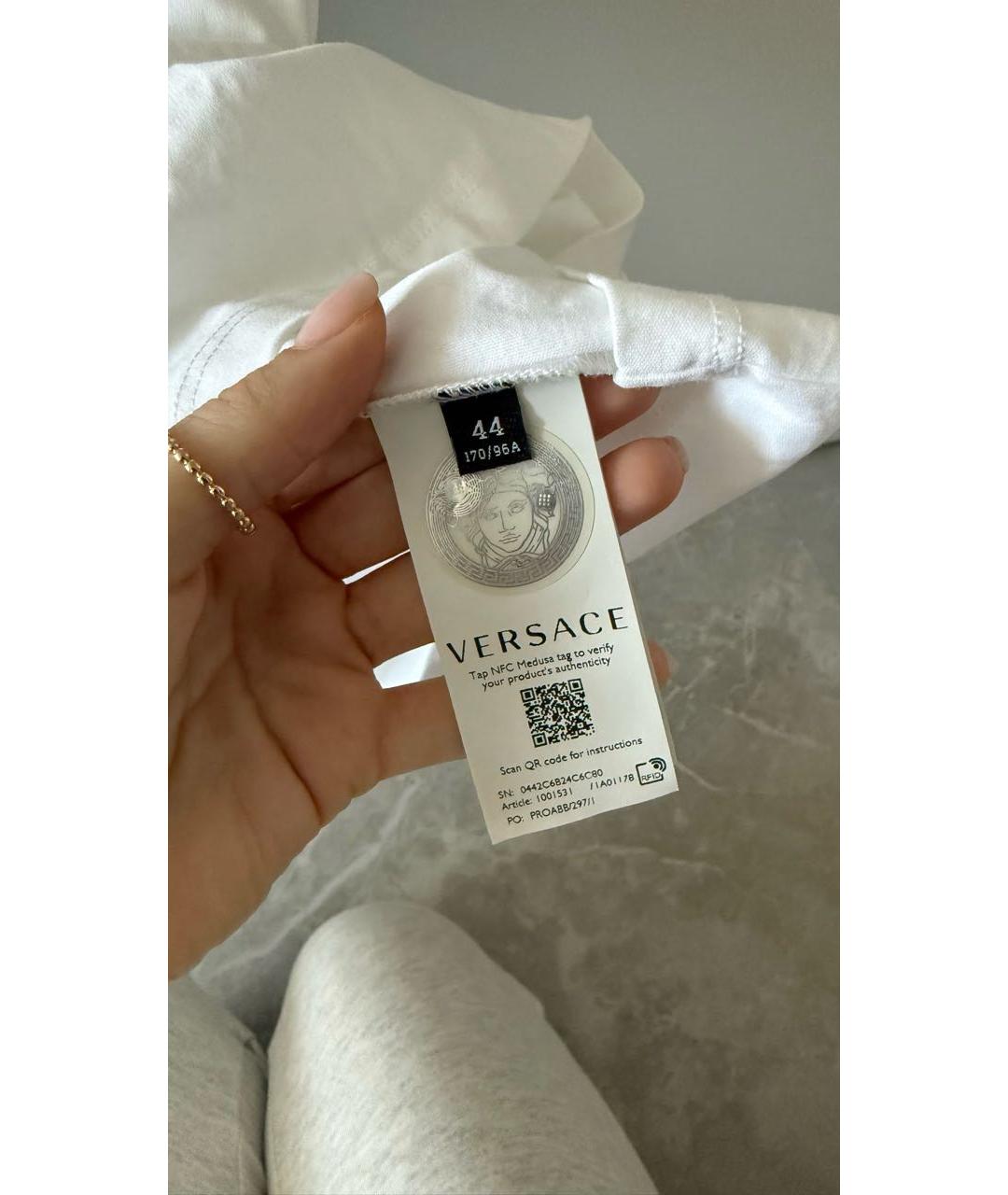 VERSACE Белая хлопковая футболка, фото 5
