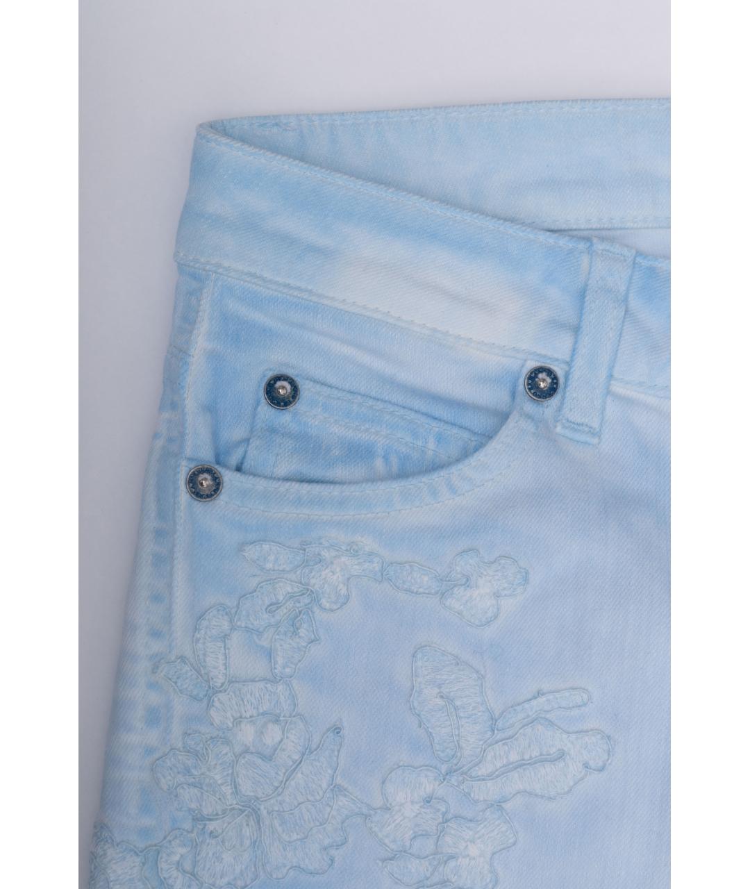 ERMANNO SCERVINO Голубые хлопковые джинсы слим, фото 4