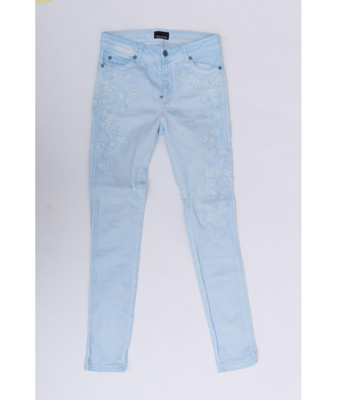 ERMANNO SCERVINO Голубые хлопковые джинсы слим, фото 10