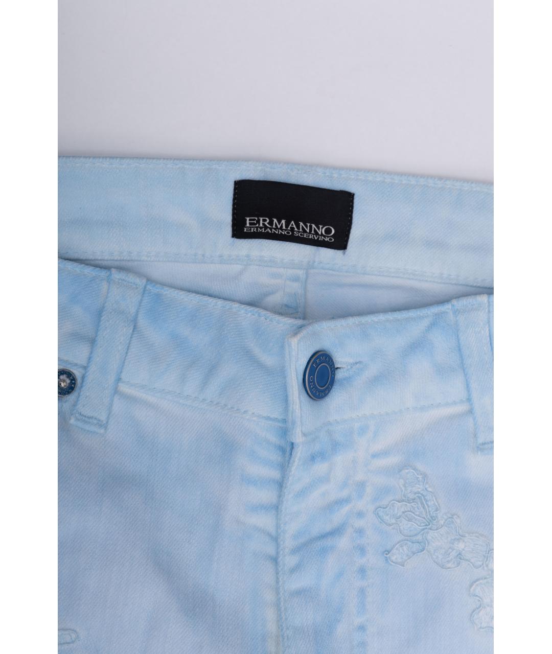 ERMANNO SCERVINO Голубые хлопковые джинсы слим, фото 3
