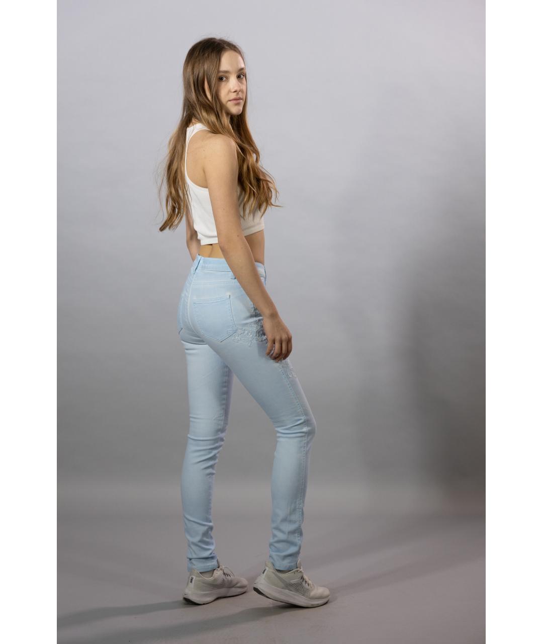 ERMANNO SCERVINO Голубые хлопковые джинсы слим, фото 6